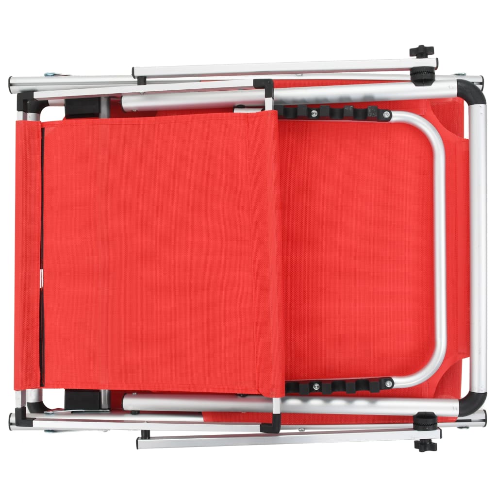 vidaXL Espreguiçadeira dobrável c/ teto alumínio e textilene vermelho