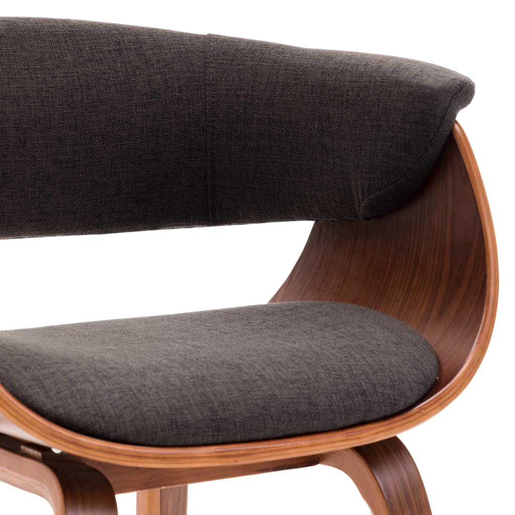 vidaXL Cadeira de jantar madeira curvada e tecido cinzento