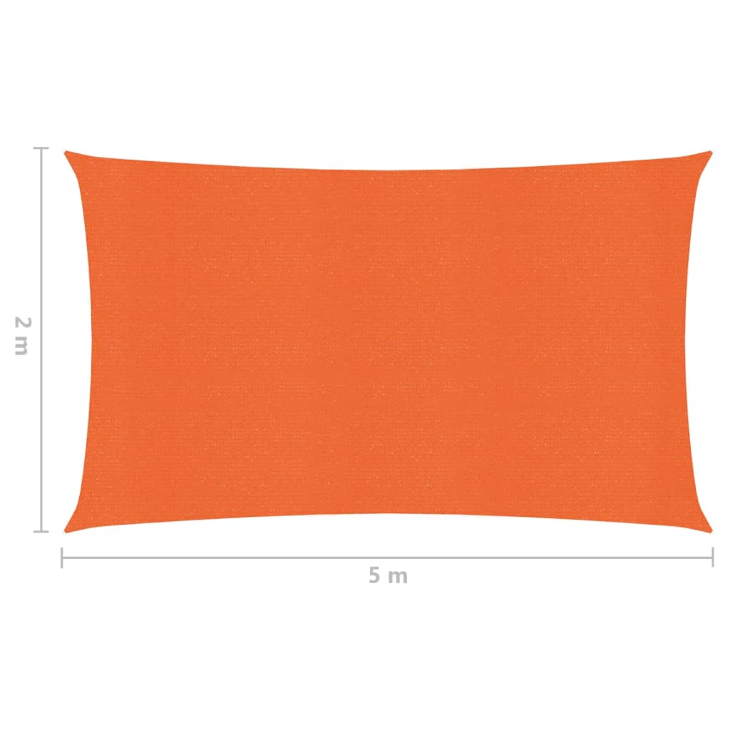 vidaXL Para-sol estilo vela 160 g/m² 2x5 m PEAD laranja