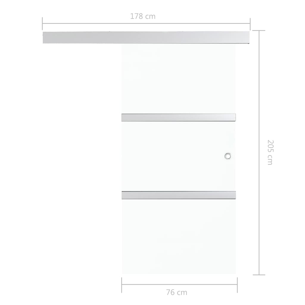 vidaXL Porta deslizante batente suave vidro ESG/alumínio 76x205 cm