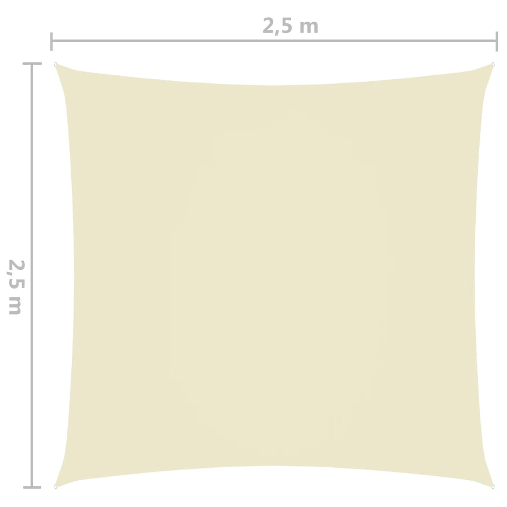 vidaXL Para-sol vela tecido oxford quadrado 2,5x2,5 m creme