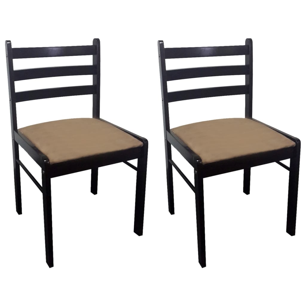 vidaXL Cadeiras de jantar 2 pcs seringueira maciça e veludo castanho