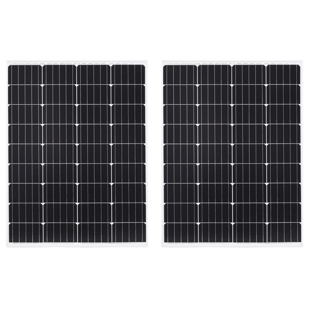 vidaXL Painéis solares 2pcs 100W al. monocristalino/vidro de segurança
