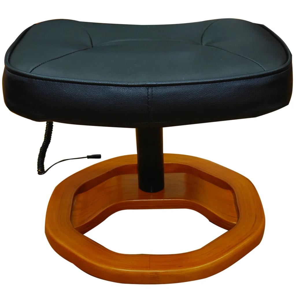 vidaXL Cadeira massagens c/ apoio pés couro artificial preto