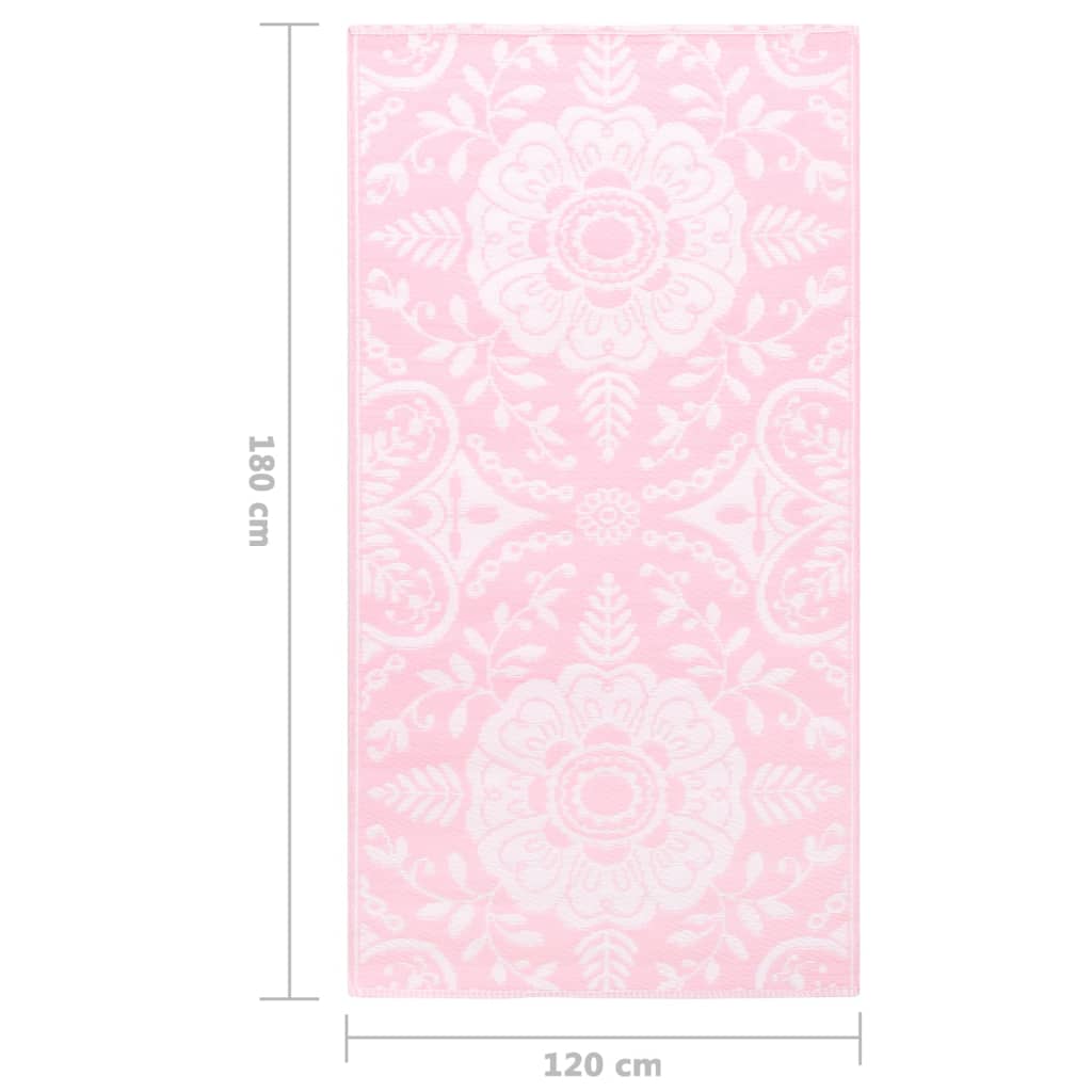 vidaXL Tapete de exterior 120x180 cm PP cor-de-rosa