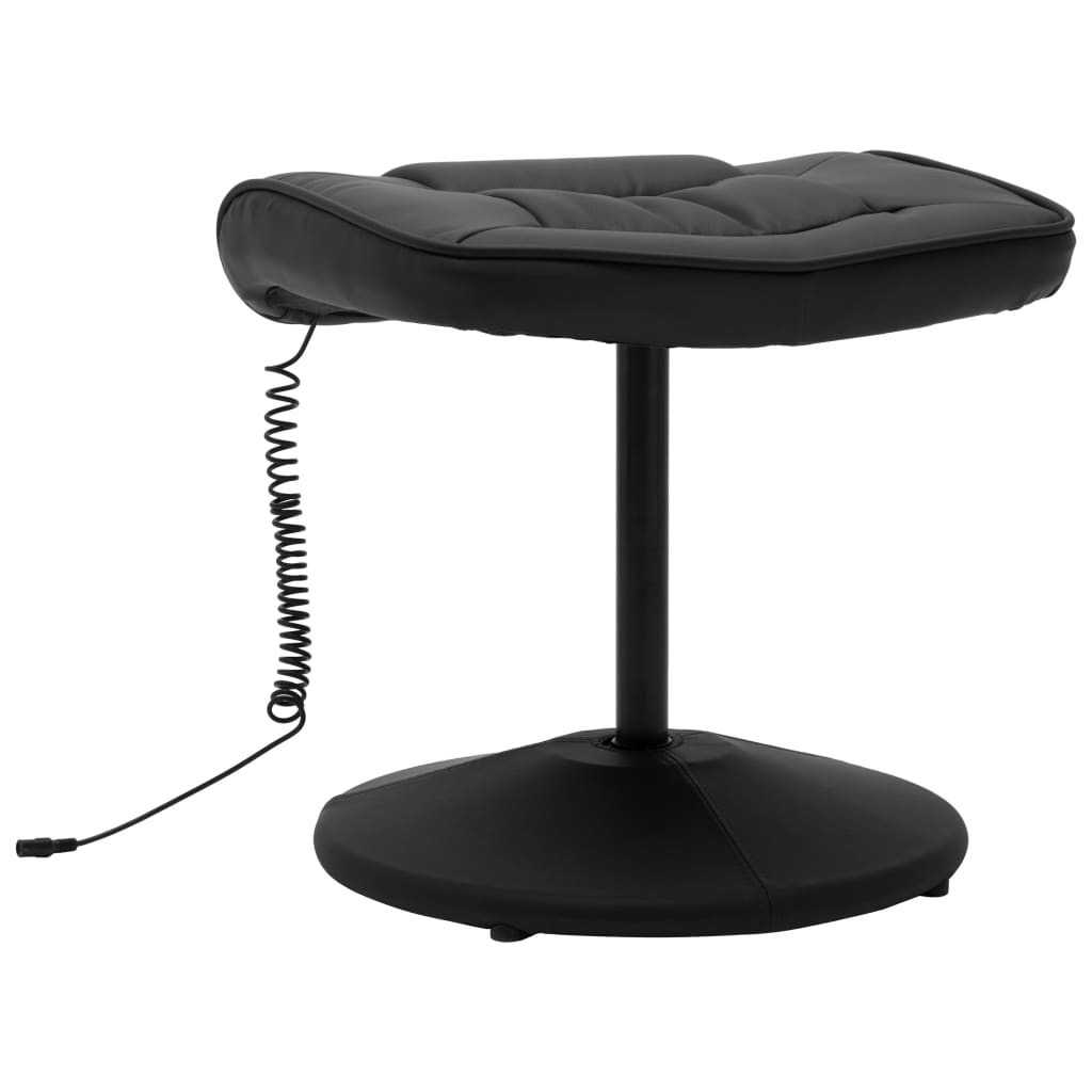 vidaXL Cadeira de massagens c/ apoio de pés couro artificial preto