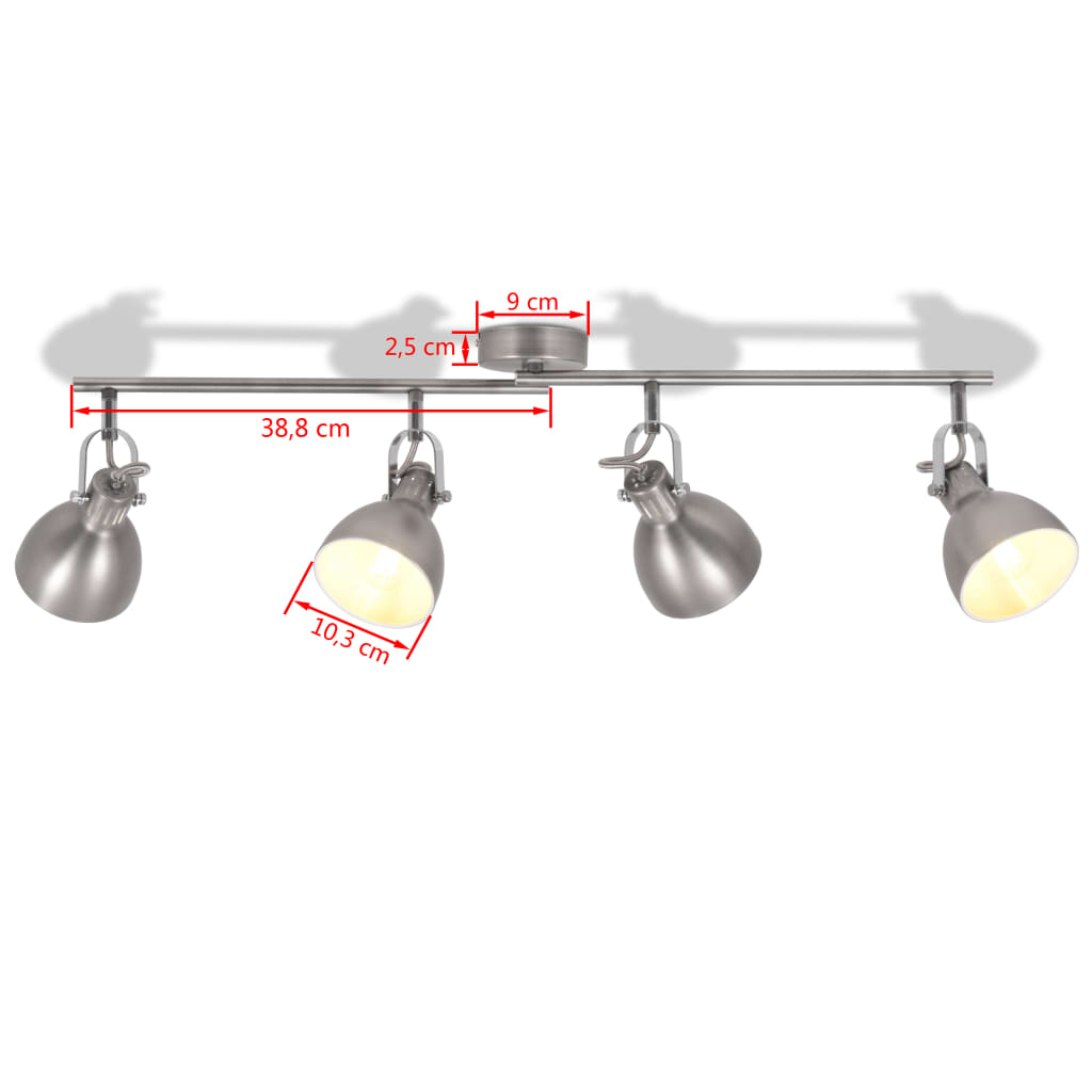 vidaXL Candeeiro de teto para 4 lâmpadas E14 cinzento