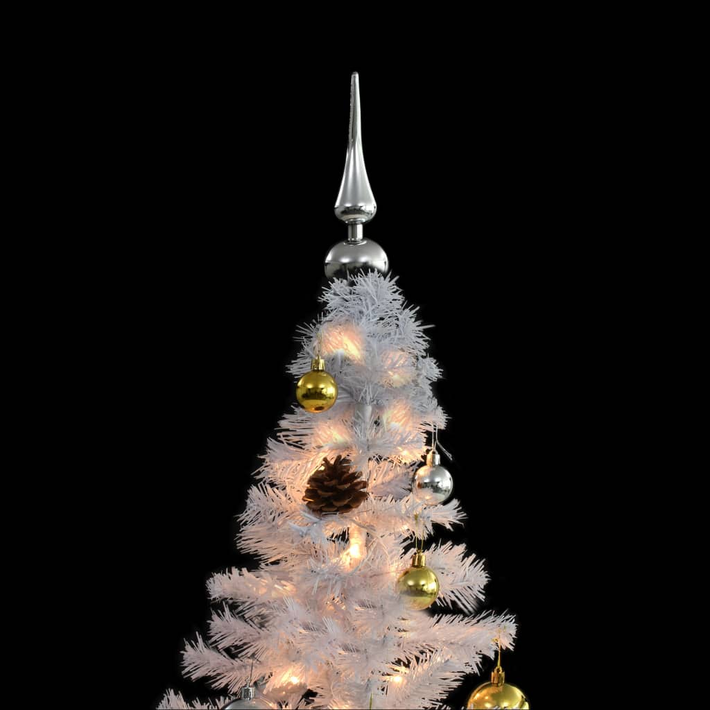 vidaXL Árvore de Natal artificial pré-iluminada enfeites 150cm branco