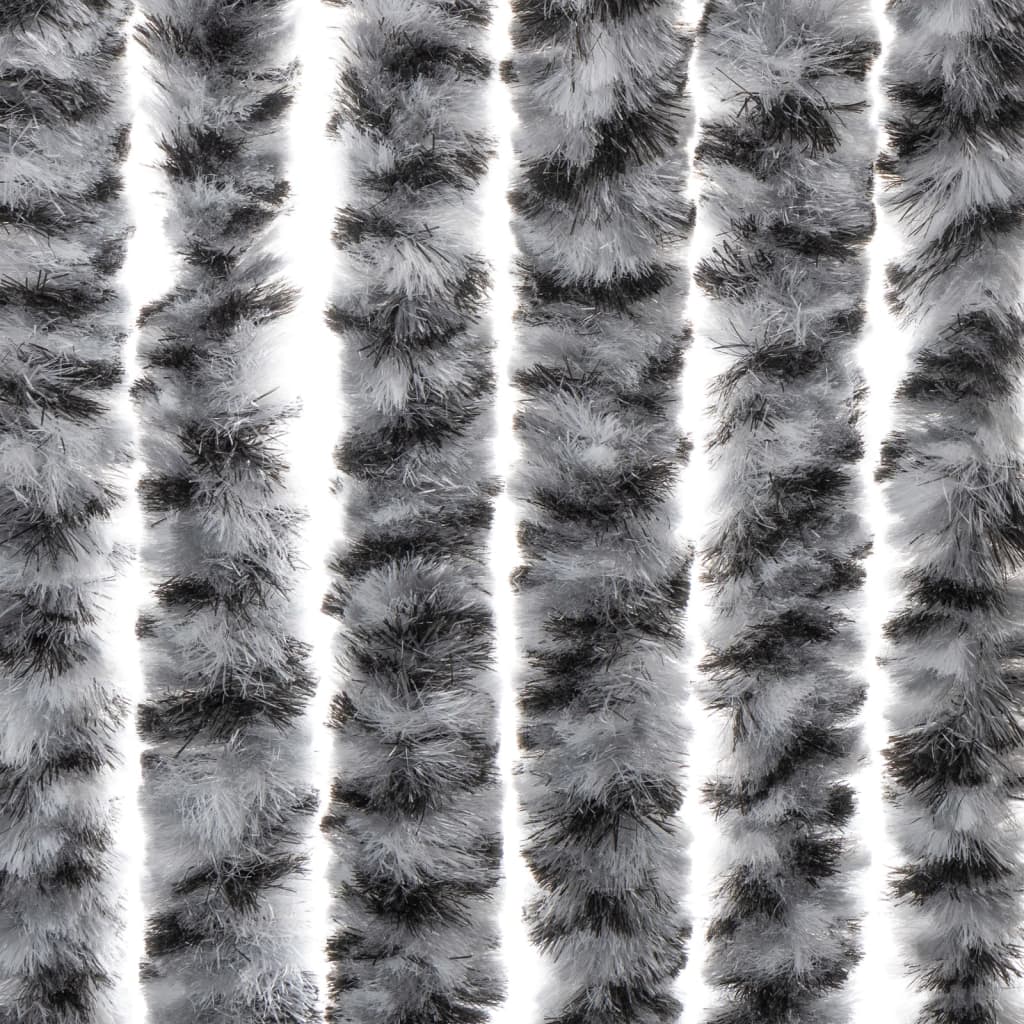 vidaXL Cortina anti-insetos 56x200 cm chenille cinzento/preto/branco