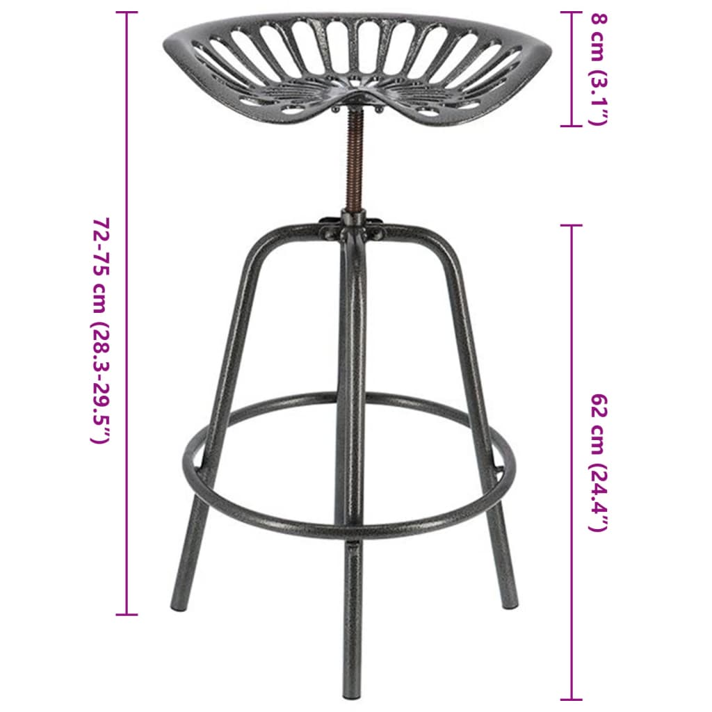 Esschert Design Cadeira de bar industrial cinzento