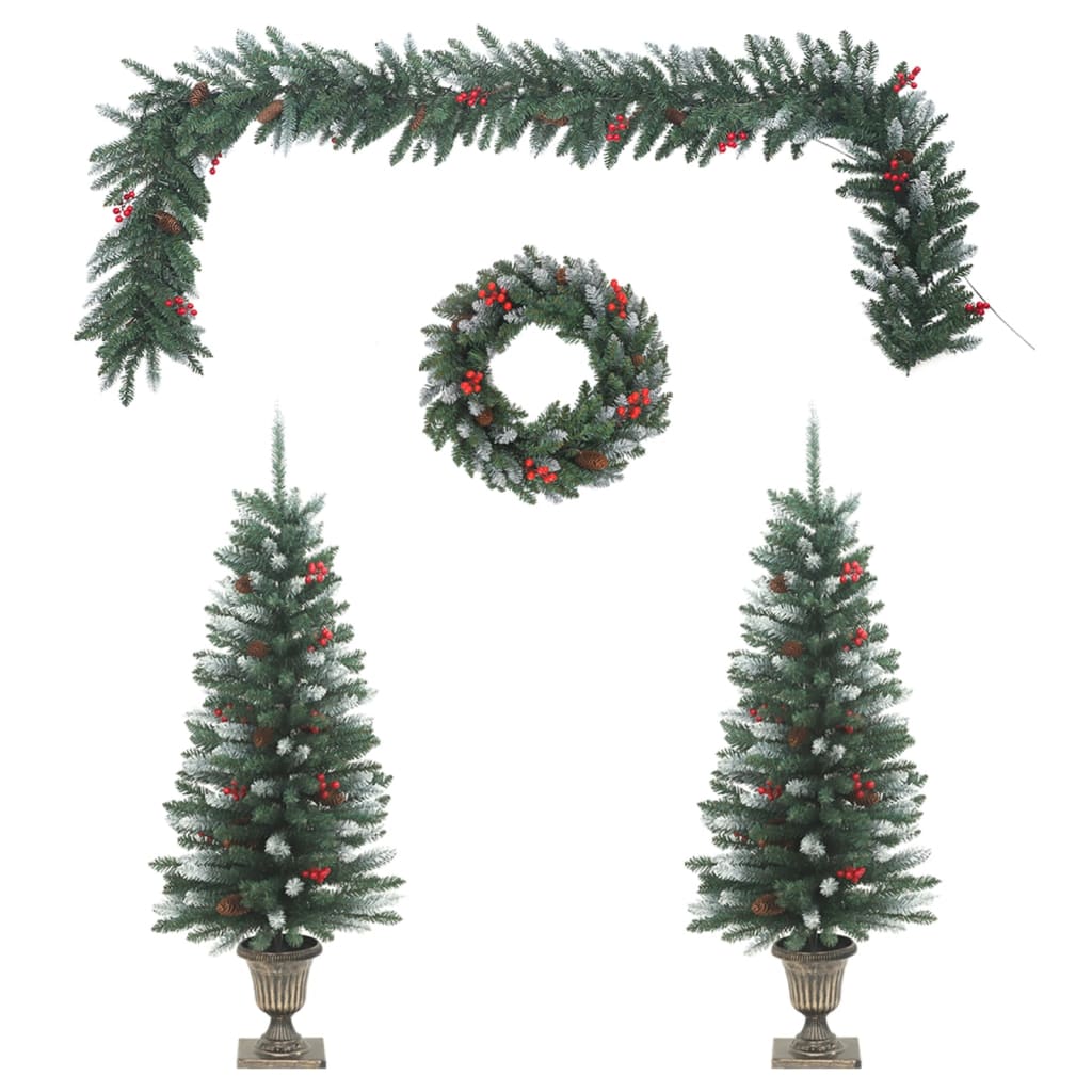 vidaXL 4 pcs conjunto de decorações de Natal para porta PVC