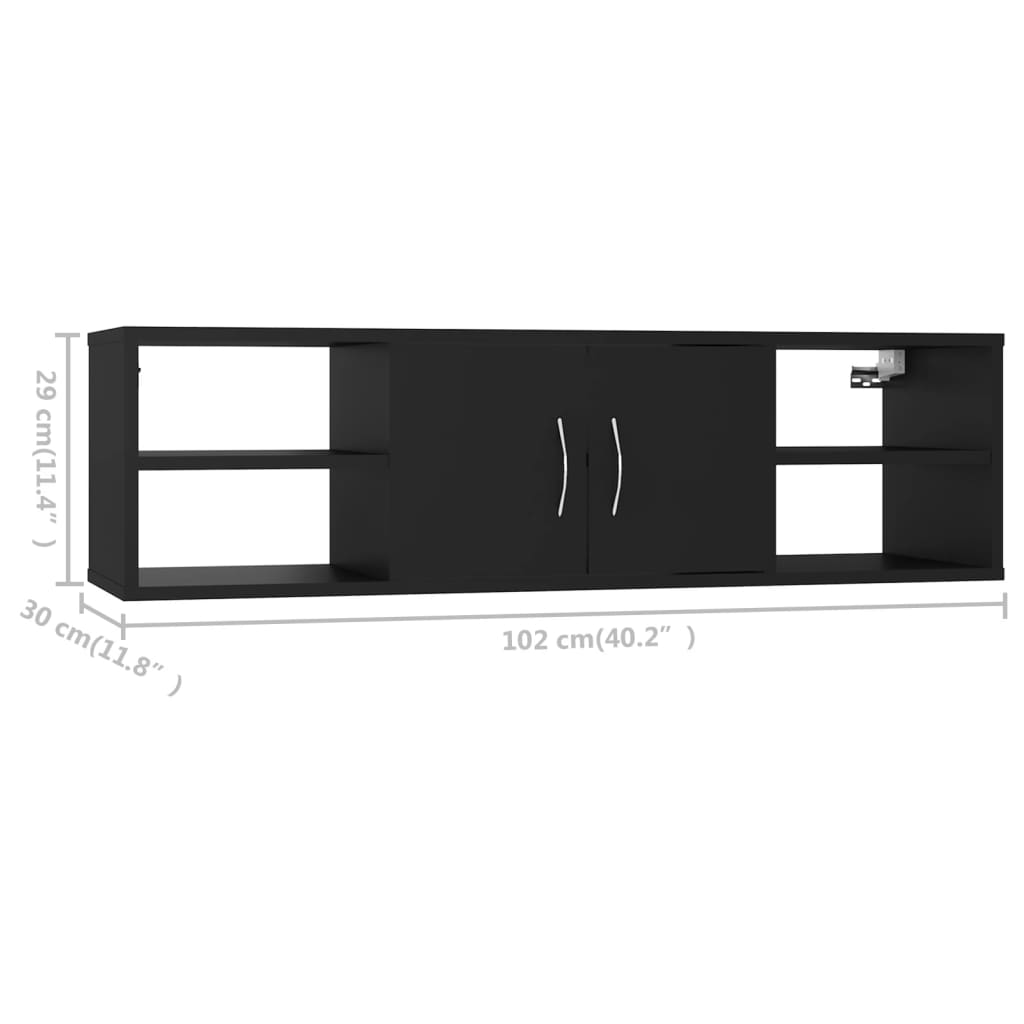 vidaXL Estante de parede 102x30x29 cm contraplacado preto