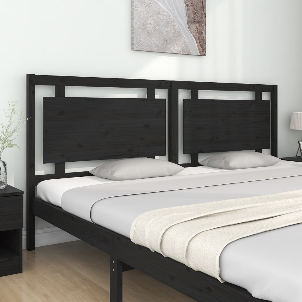 vidaXL Cabeceira de cama 205,5x4x100 cm pinho maciço preto
