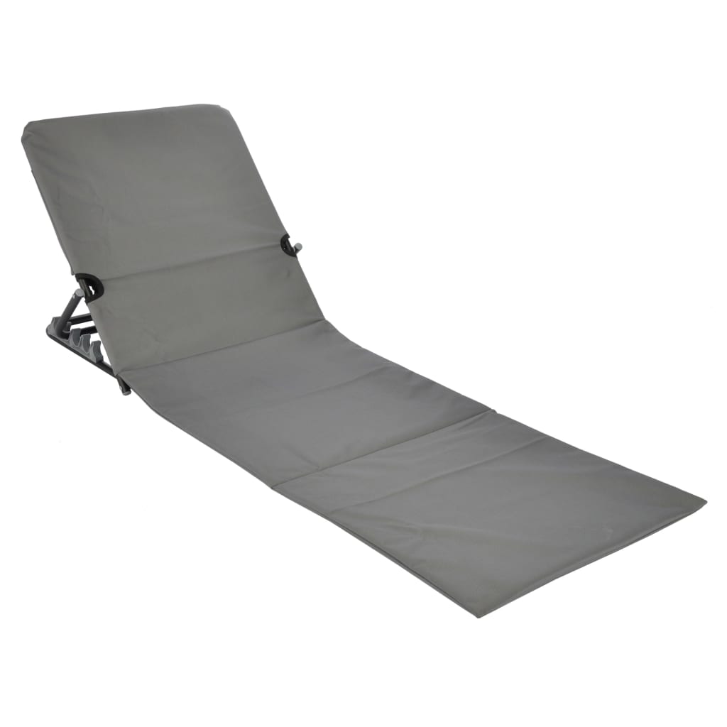 HI Esteira cadeira de praia dobrável em PVC cinzento