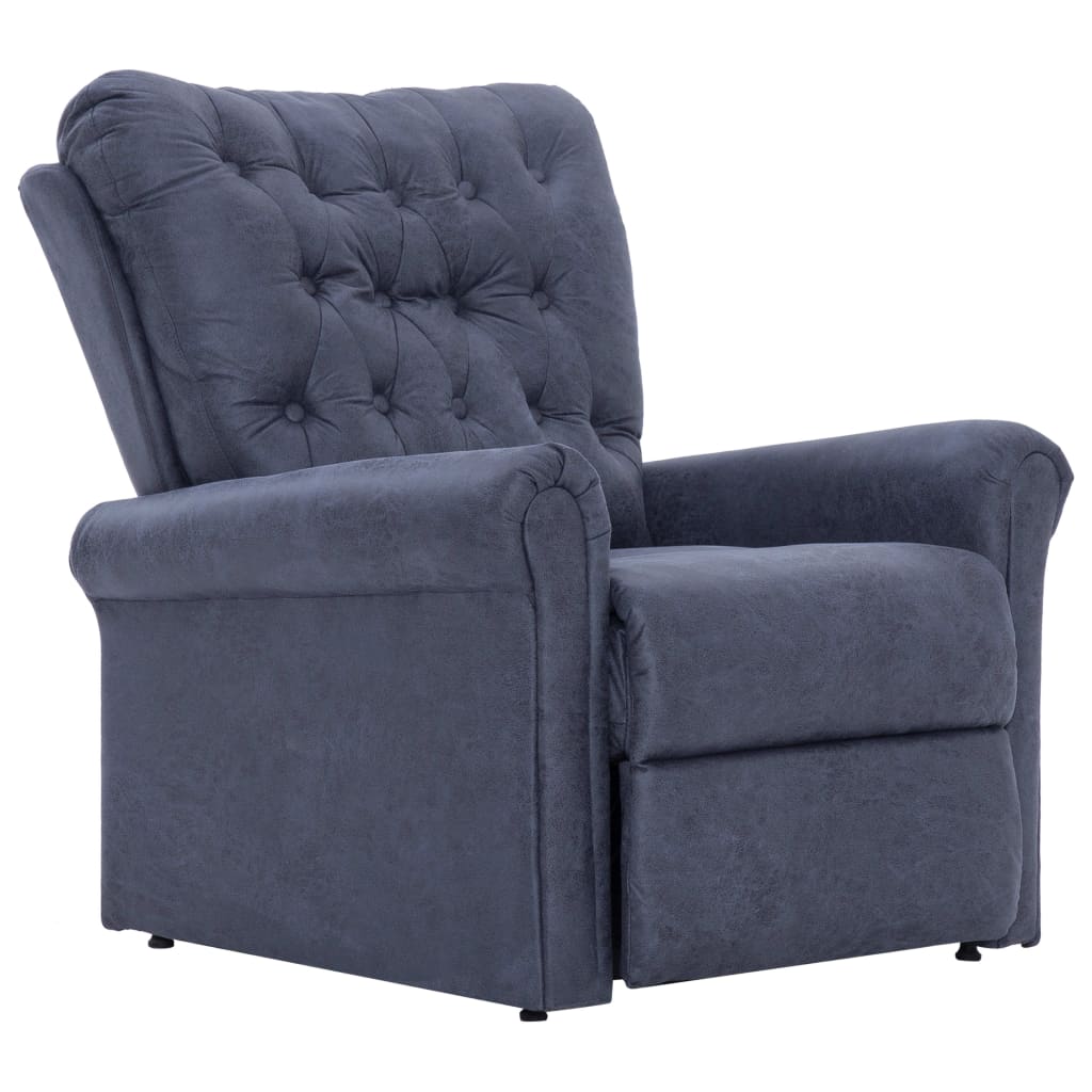 vidaXL Cadeira reclinável couro camurça artificial cinzento