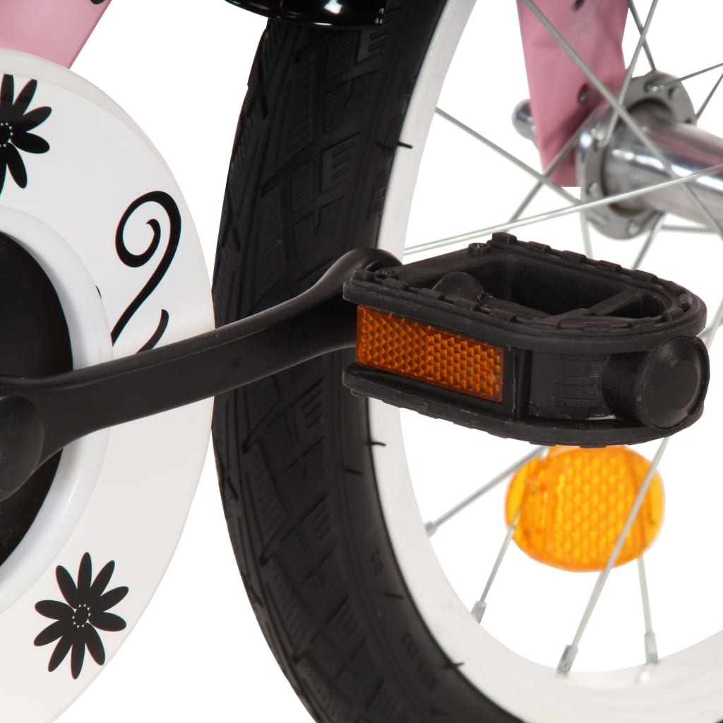 vidaXL Bicicleta criança c/ plataforma frontal roda 12" branco/rosa