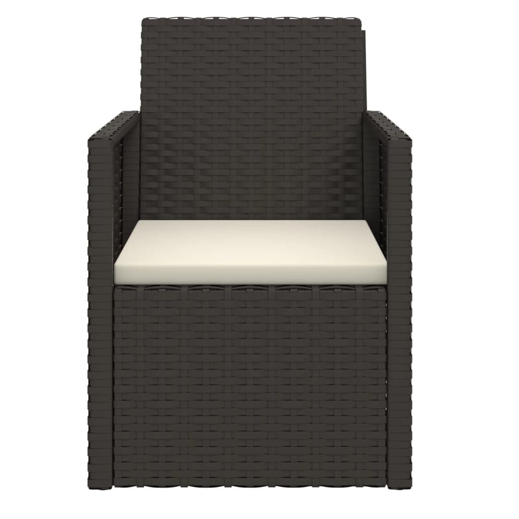 vidaXL 3 pcs conjunto sofás de exterior com almofadões vime PE preto