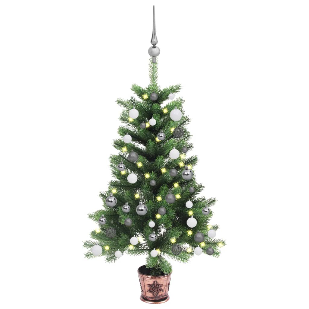 vidaXL Árvore Natal artificial pré-iluminada c/ bolas 65 cm verde