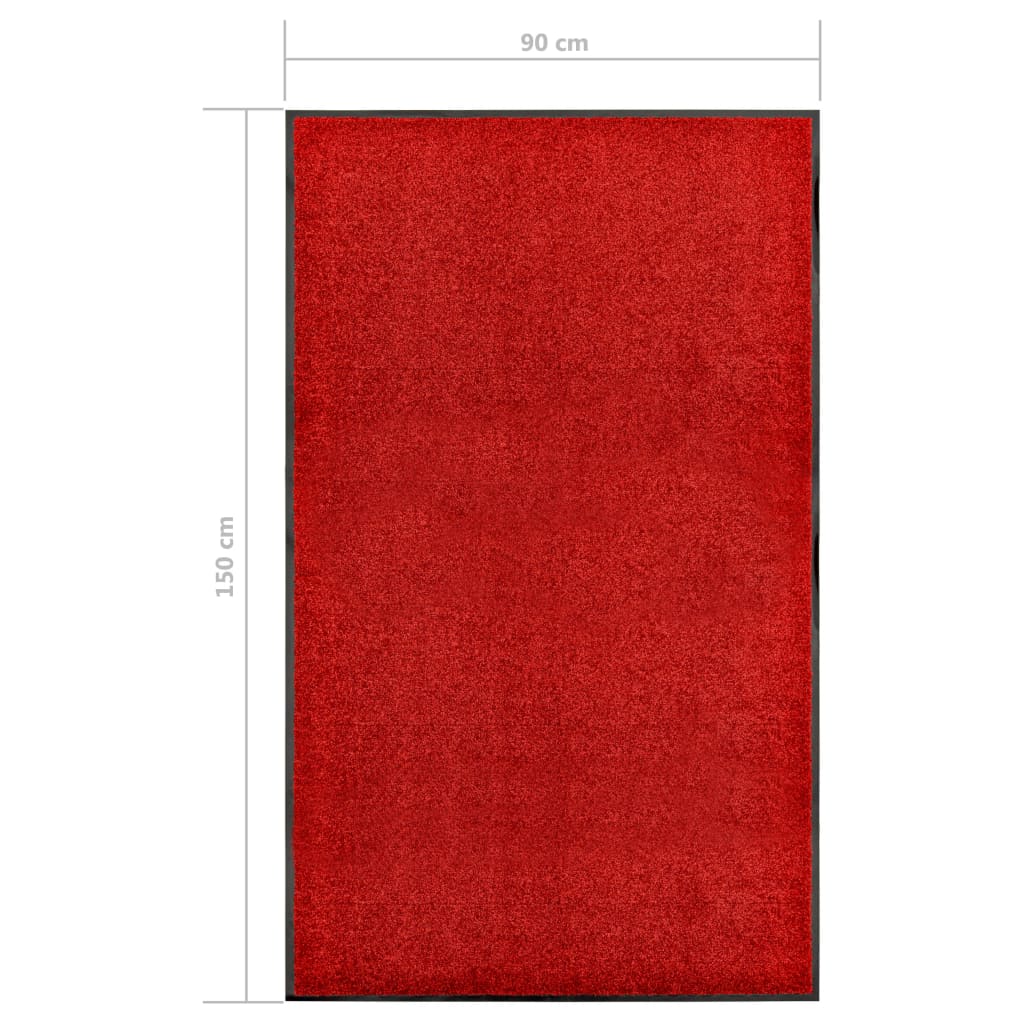 vidaXL Tapete de porta lavável 90x150 cm vermelho