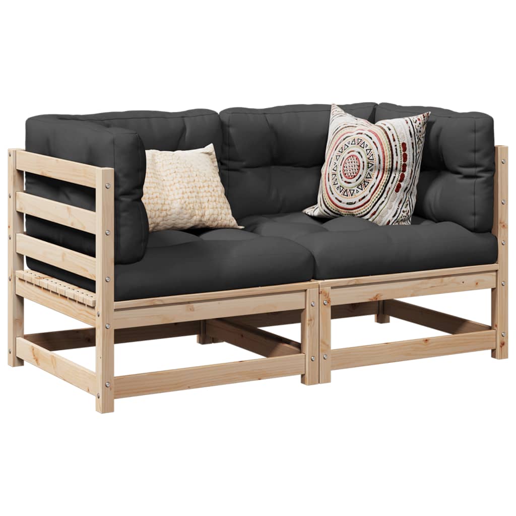 vidaXL 2 pcs conjunto de sofás para jardim madeira de pinho maciça