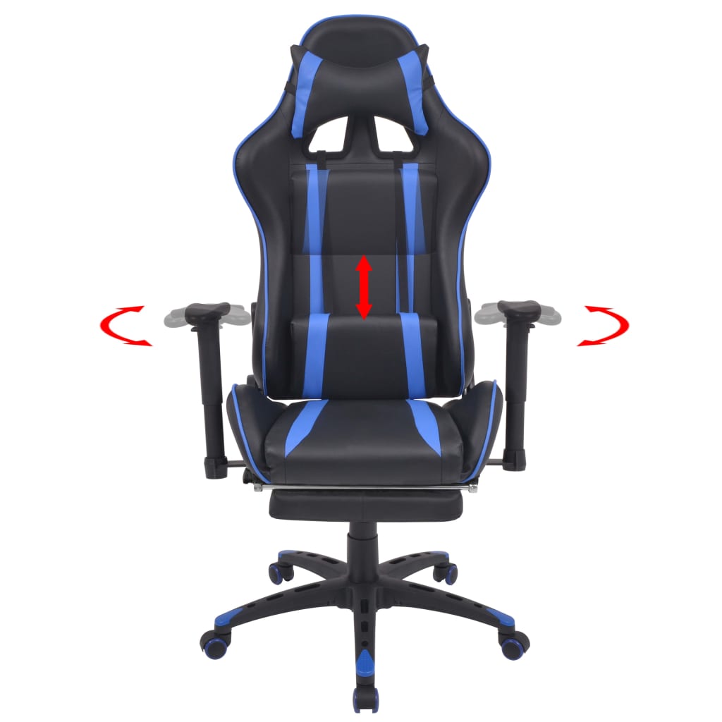 vidaXL Cadeira escritório reclinável estilo corrida c/ apoio pés azul