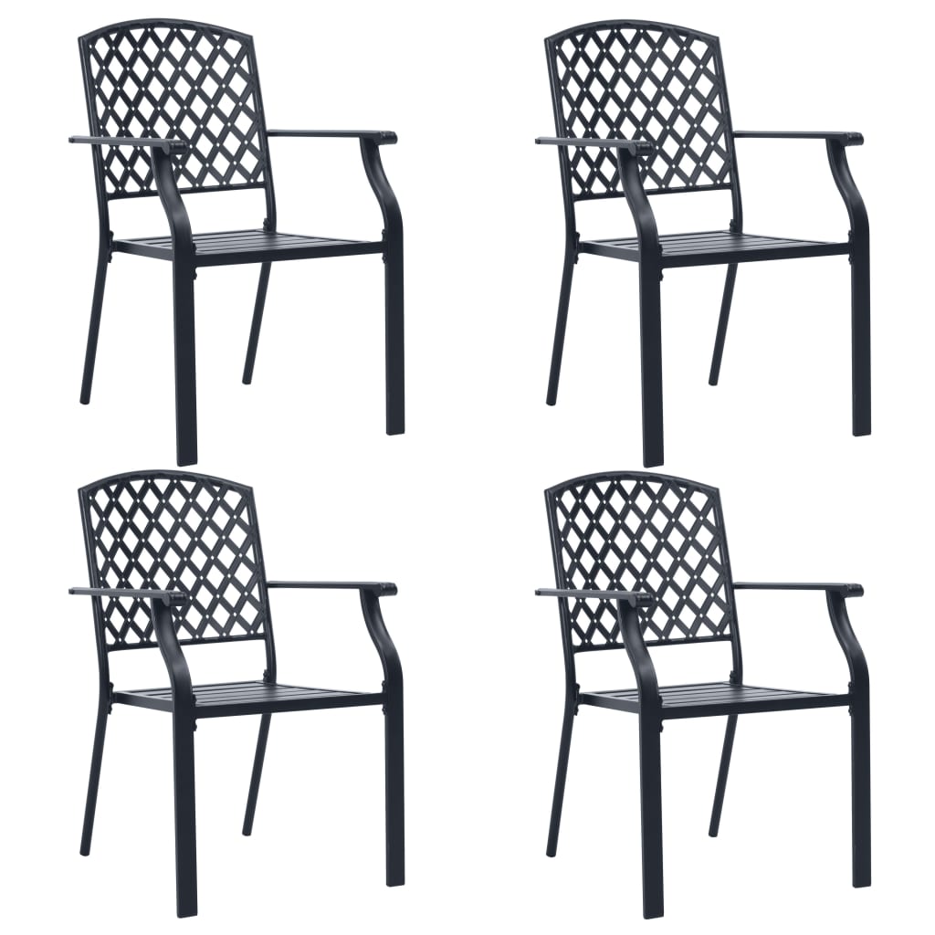 vidaXL Cadeiras de jardim design rede 4 pcs aço preto