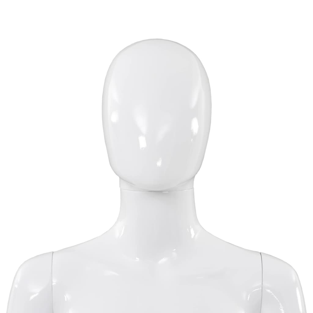vidaXL Manequim feminino completo base em vidro 175cm branco brilhante