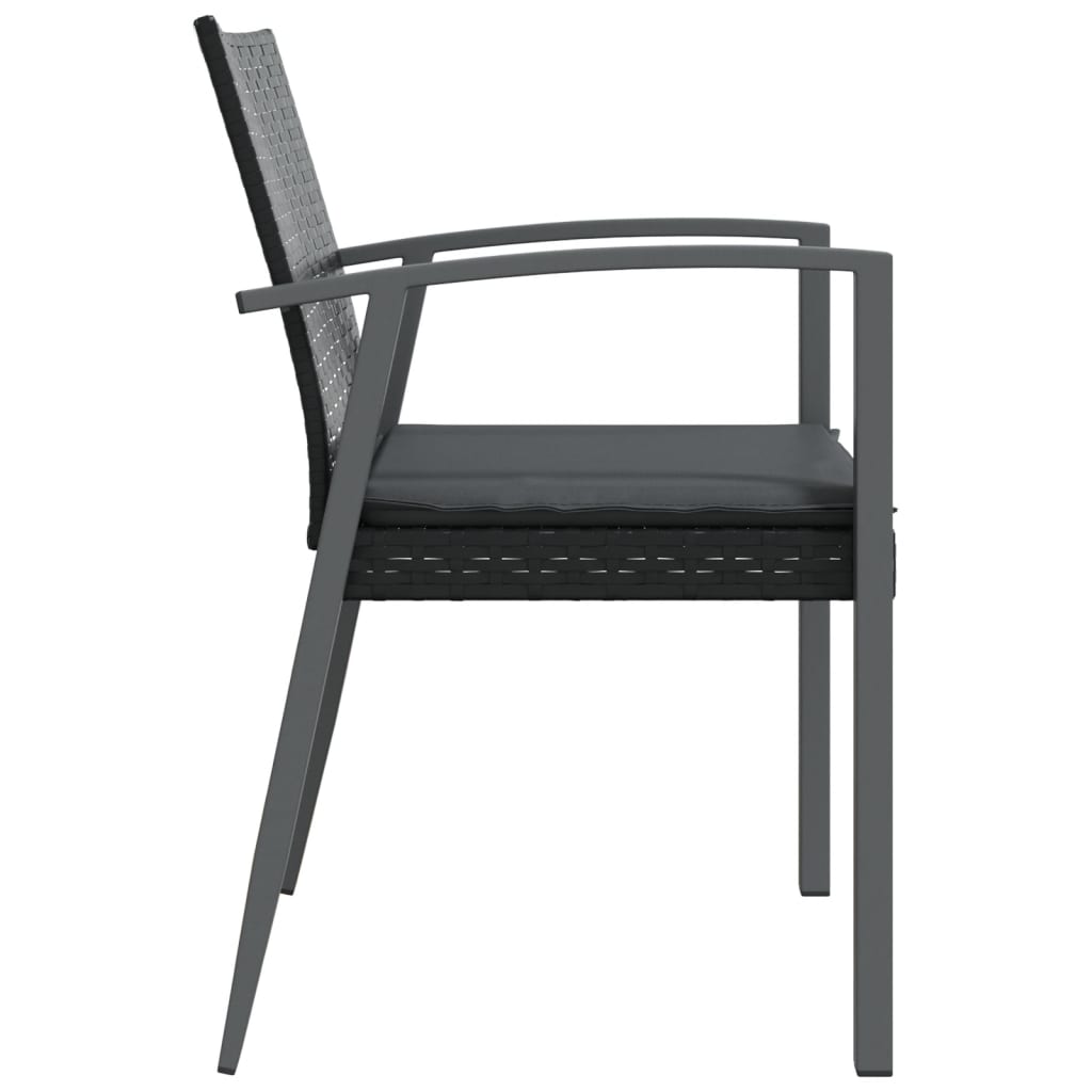 vidaXL Cadeiras jardim c/ almofadões 6 pcs 56,5x57x83 cm vime PE preto