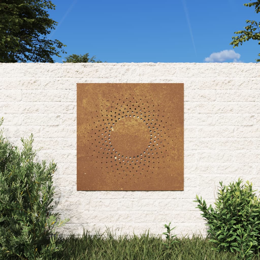 vidaXL Decoração p/ muro de jardim 555x55 cm aço corten design sol