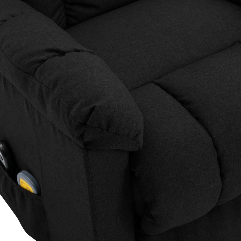 vidaXL Poltrona de massagens elevatória tecido preto