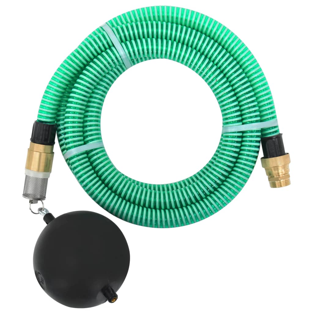 vidaXL Mangueira de sucção com conectores de latão 1,1" 10 m PVC verde