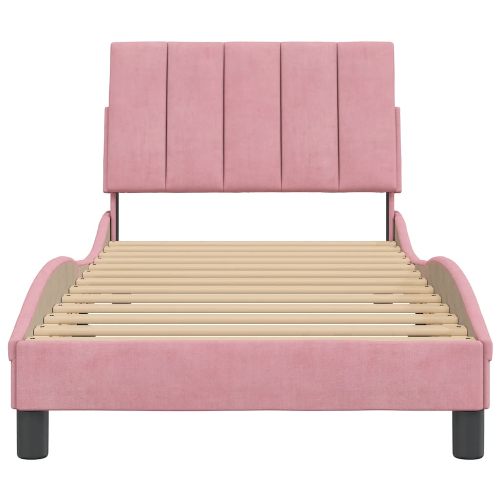 vidaXL Estrutura de cama c/ cabeceira 80x200 cm veludo rosa