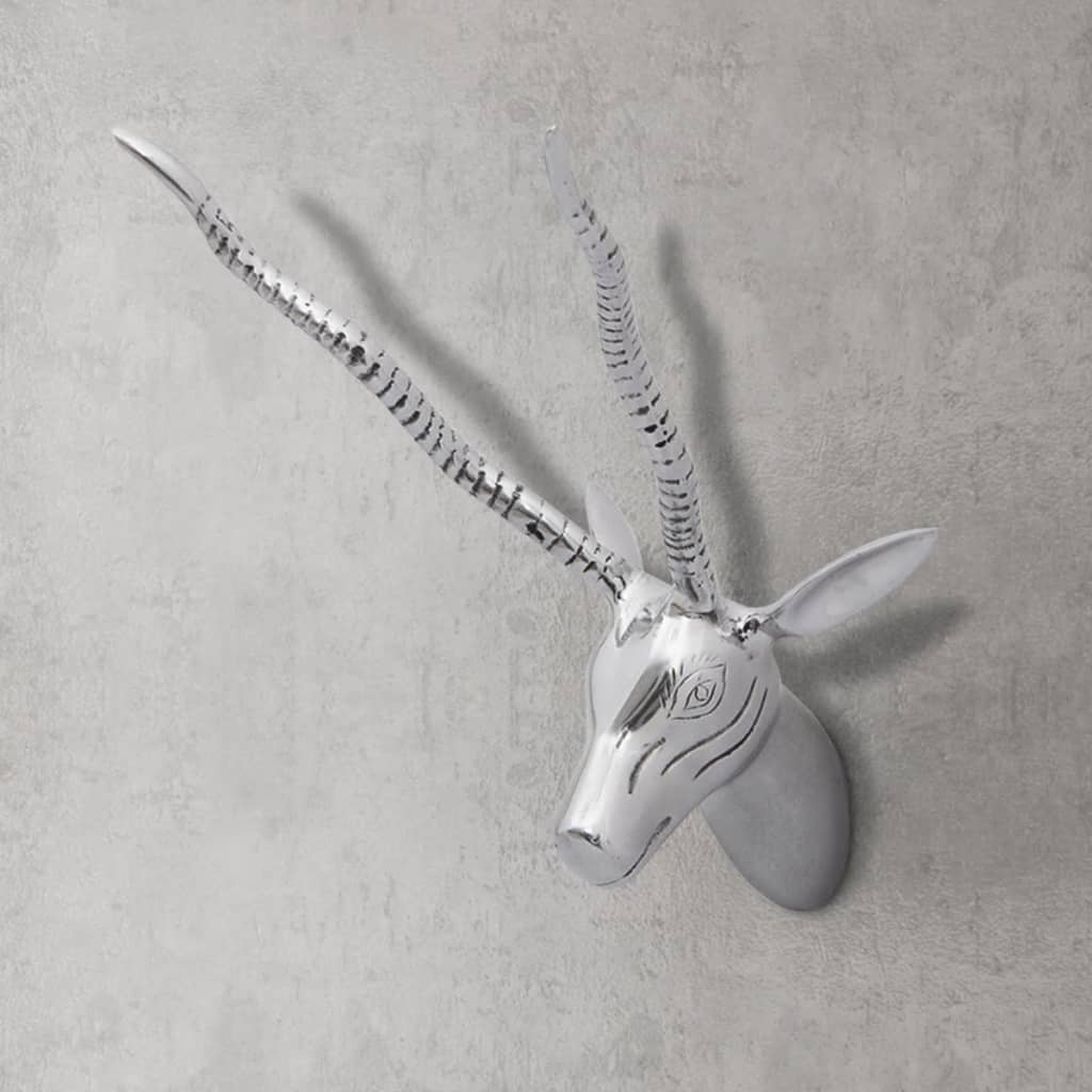 vidaXL Decoração parede cabeça de gazela em alumínio 33 cm prateado
