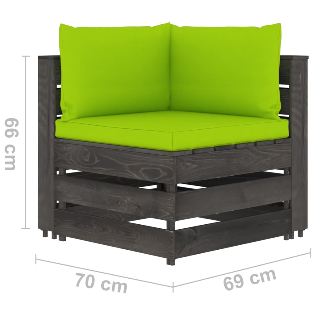 vidaXL 7 pcs conj. lounge jardim + almofadões madeira impreg. cinzento