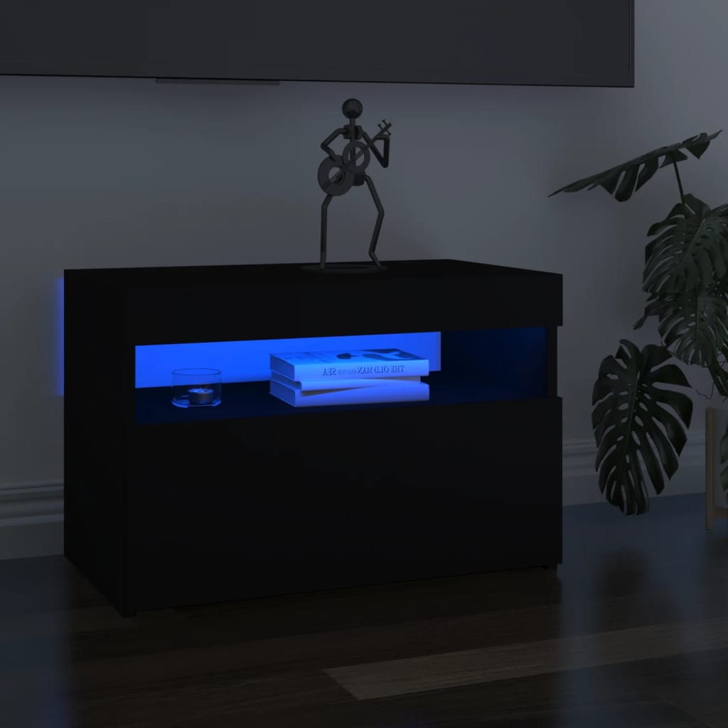 vidaXL Móvel de TV com luzes LED 60x35x40 cm preto