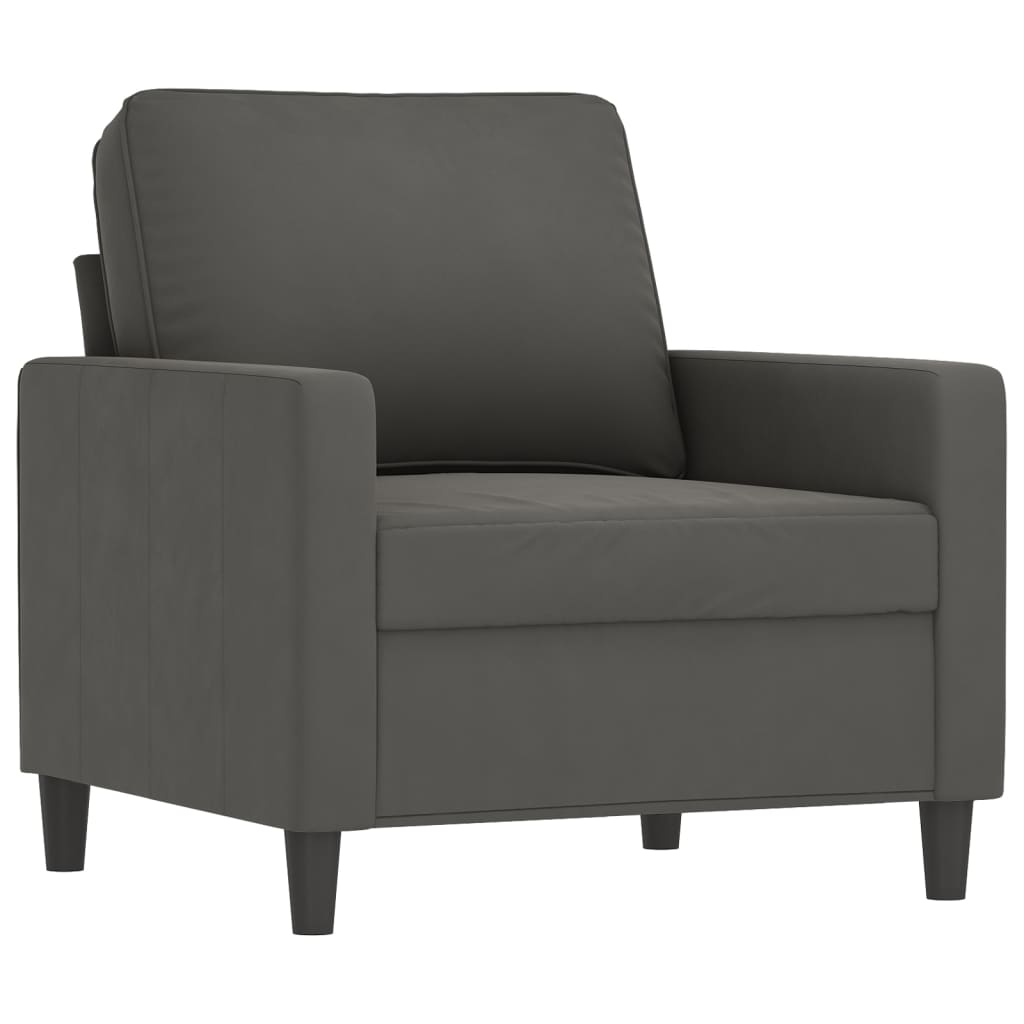vidaXL 3 pcs conjunto de sofás com almofadões veludo cinzento-escuro