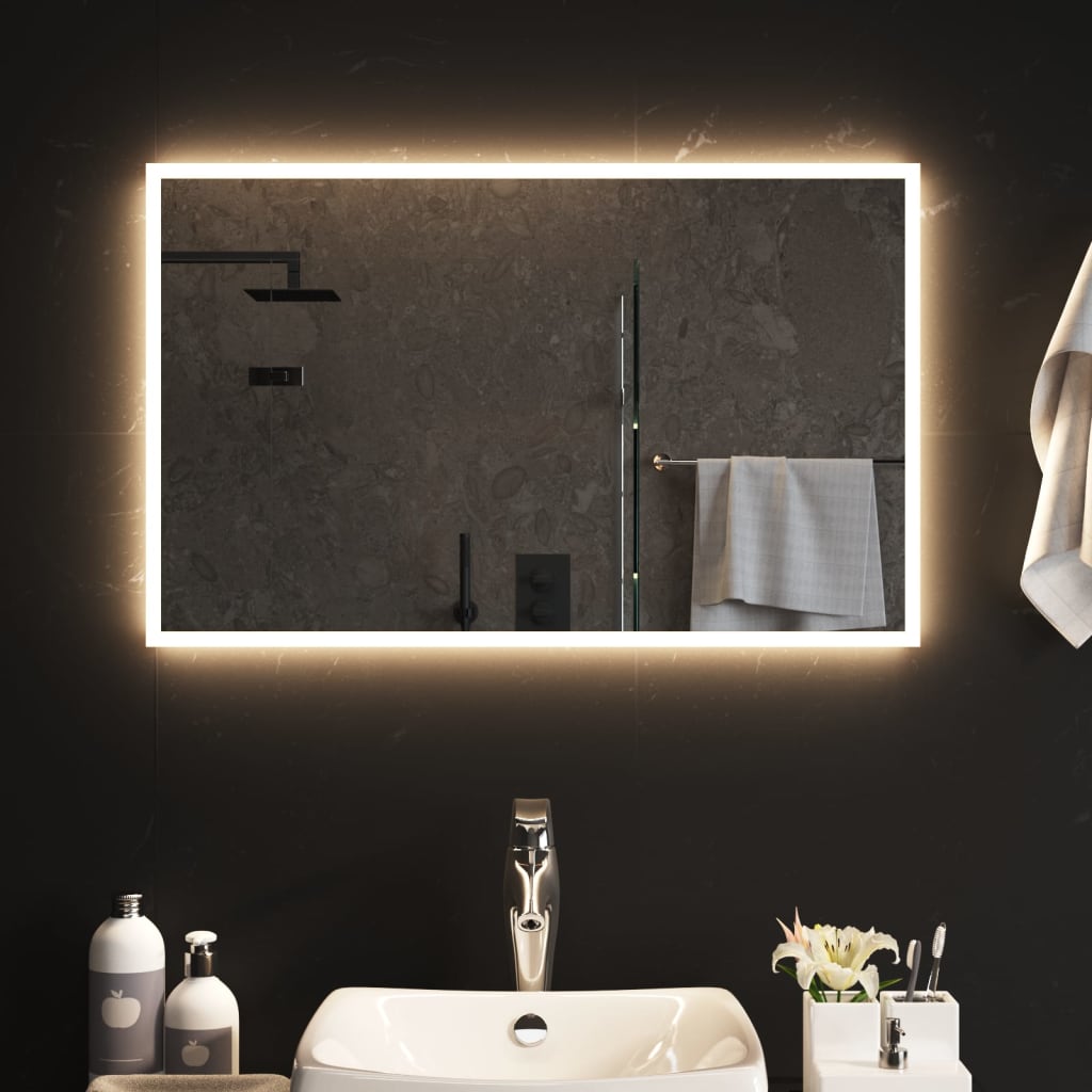 vidaXL Espelho de casa de banho com luzes LED 80x50 cm