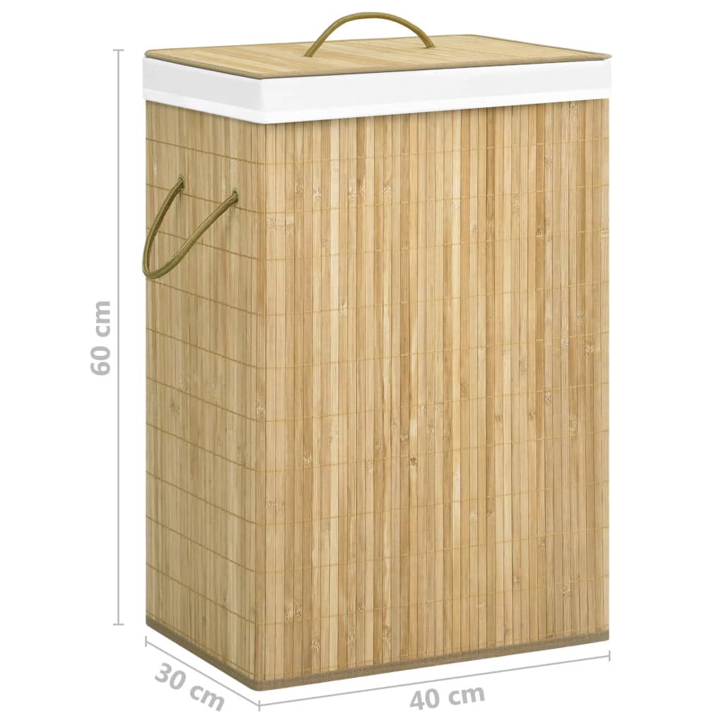 vidaXL Cesto para roupa suja c/ 2 secções 72 L bambu