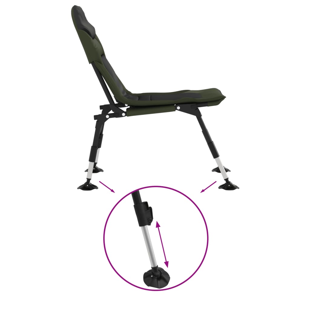 vidaXL Cadeira de pesca com pernas ajustáveis dobrável verde