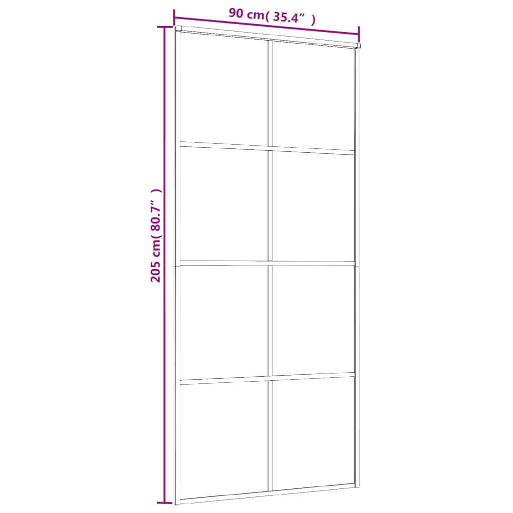 vidaXL Porta deslizante em vidro ESG e alumínio 90x205 cm branco