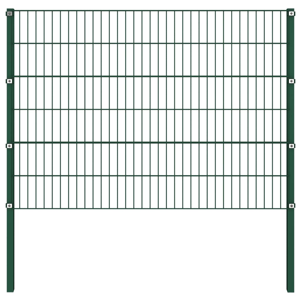 vidaXL Painel de vedação com postes ferro 1,7x1,2 m verde
