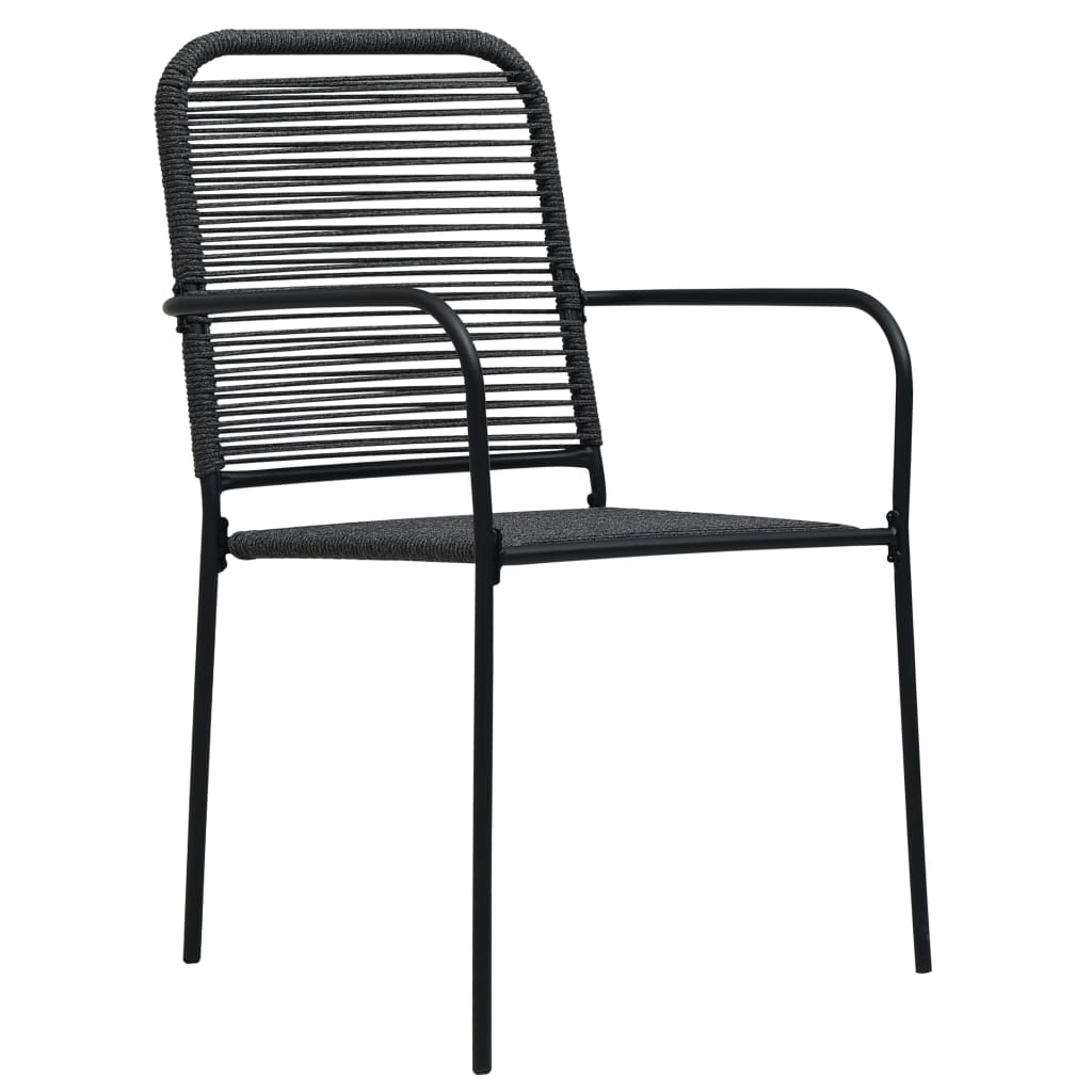 vidaXL Cadeiras de jardim 4 pcs corda de algodão e aço preto