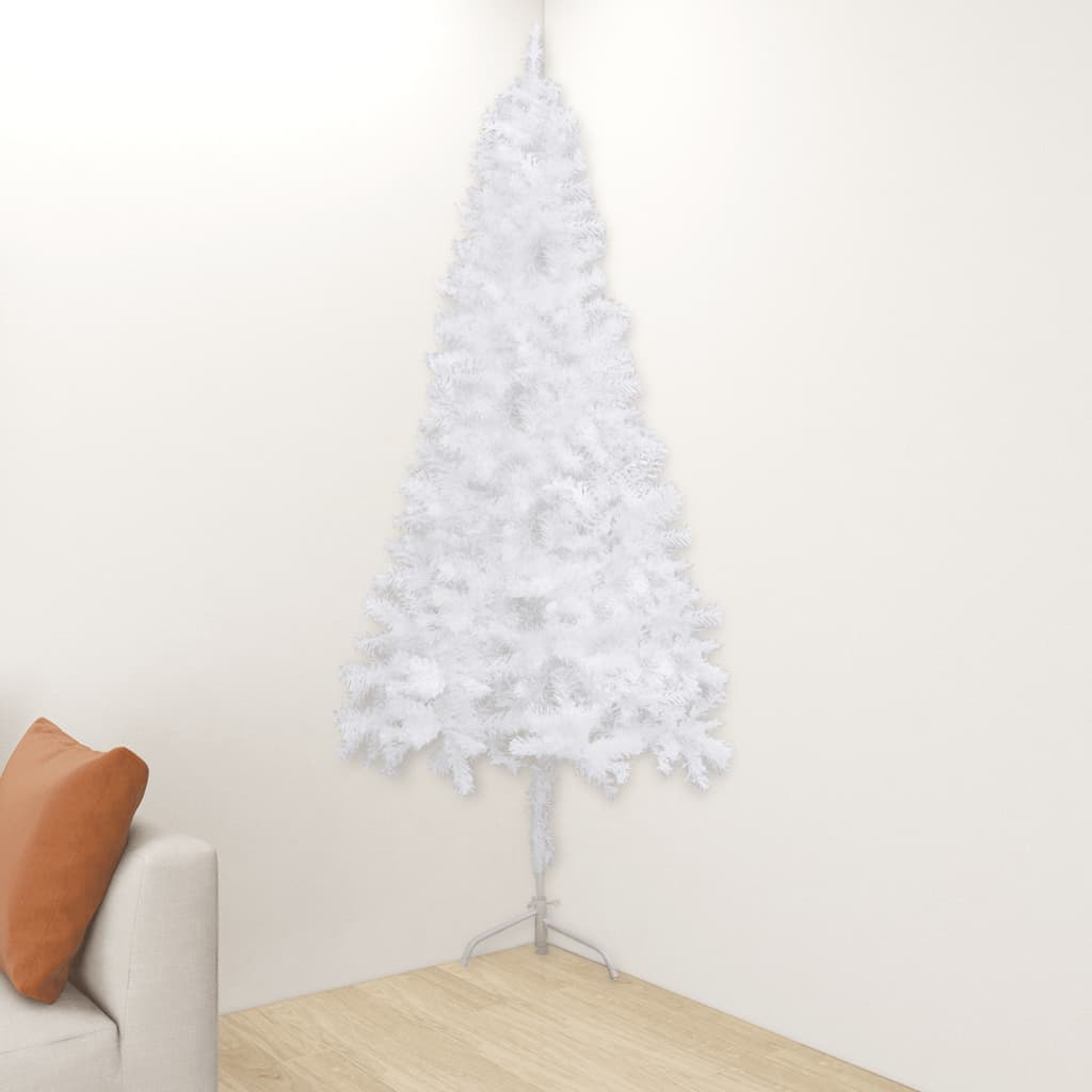 vidaXL Árvore de Natal artificial de canto 210 cm PVC branco