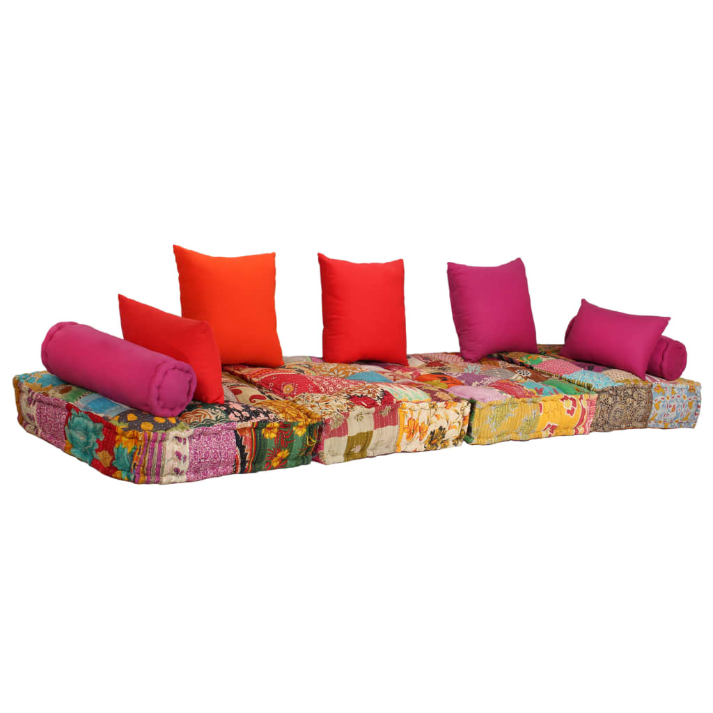 vidaXL Conjunto de sofás modulares 14 pcs retalhos de tecido