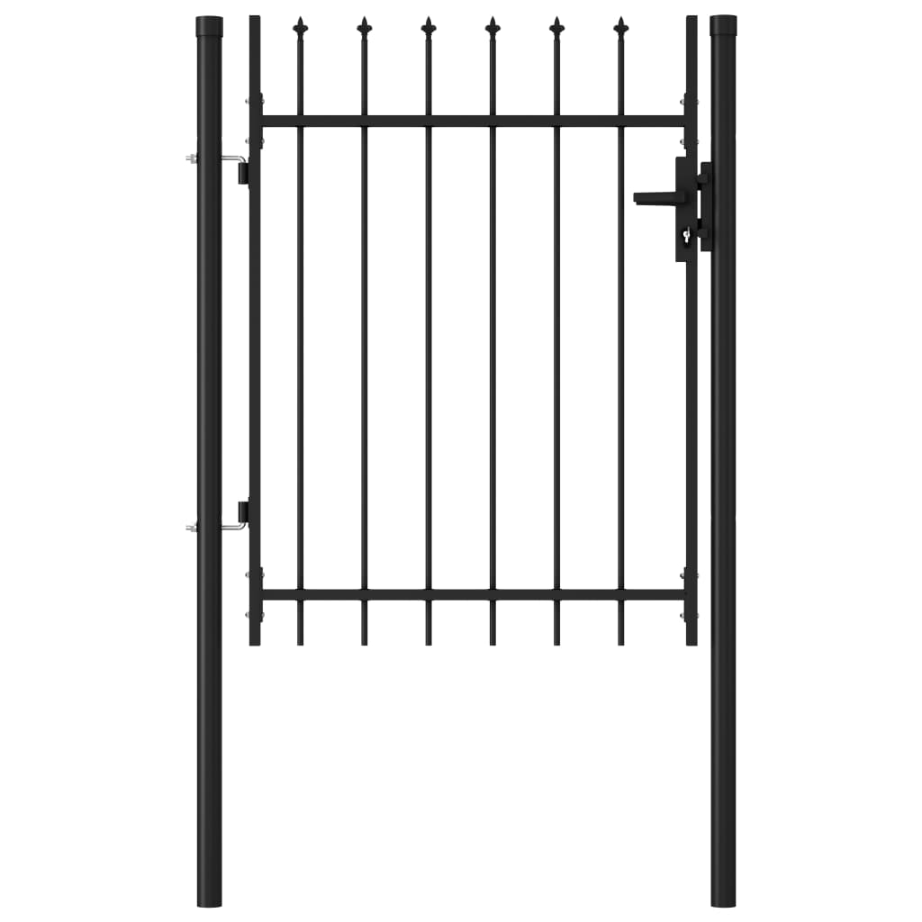 vidaXL Portão de vedação individual topo em espeto aço 1x1,2m preto