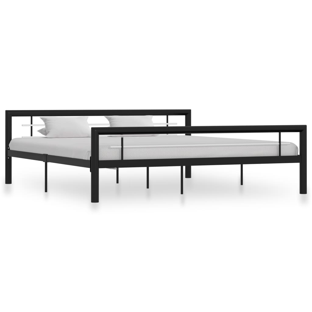 vidaXL Estrutura de cama 180x200 cm metal preto e branco