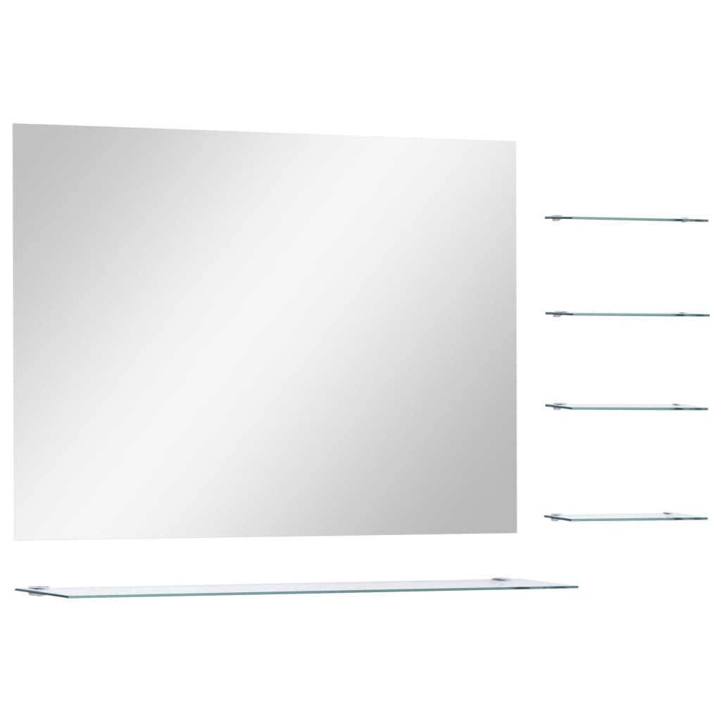 vidaXL Espelho de parede c/ prateleira vidro temperado 80x60 cm