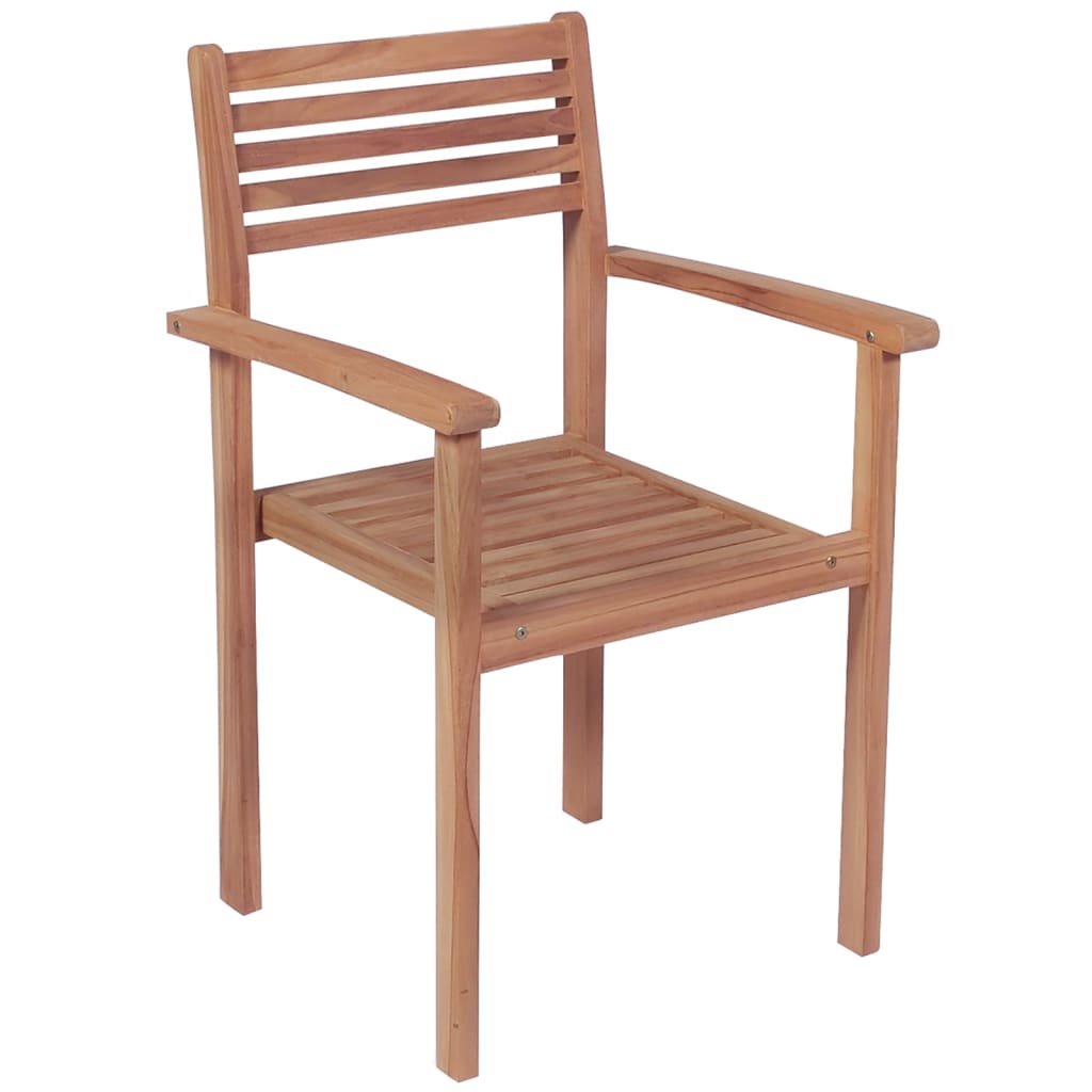 vidaXL Cadeiras de jardim empilháveis 6 pcs madeira de teca maciça