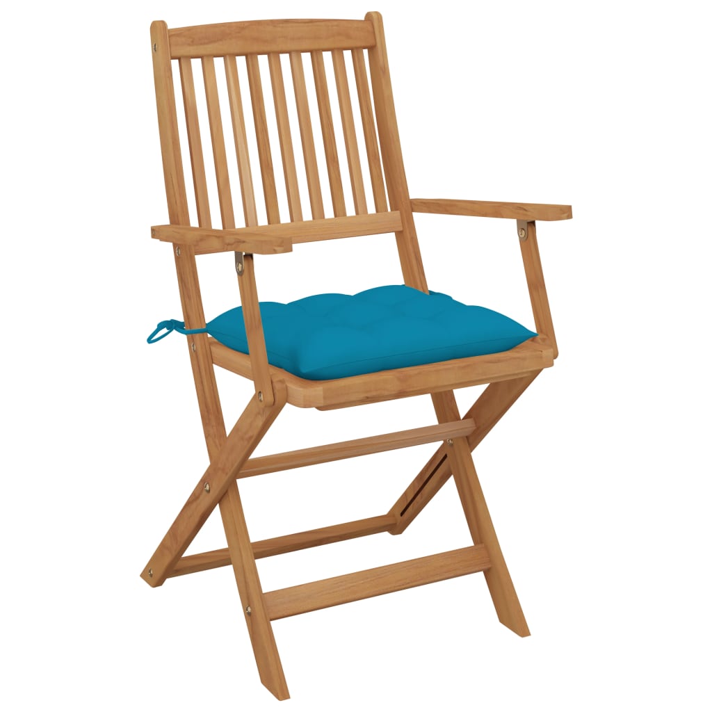 vidaXL Cadeiras de jardim dobráveis c/ almofadões 4 pcs acácia maciça