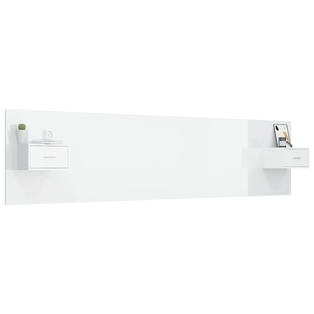 vidaXL Armário cabeceira +armários madeira processada branco brilhante